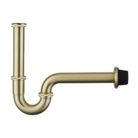 Miraga Sink Stopper Bottle P Trap, Brass Construction U-Shape 1-1/4 inch Slip Inlet Drain, Lavatory Sink Waste Drain, US/CA Standard, Pls Measure ur Sink Hole Size Before Order, Brushed Gold