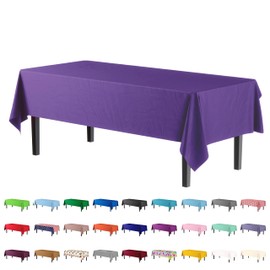 Exquisite 4-Pack Purple Plastic Table Cloth - 54In. x 108In. Disposable Tablecloth for Parties - Rectangle Tablecloth - Disposable Table Cloths for Parties - Plastic Table Cover for Picnics