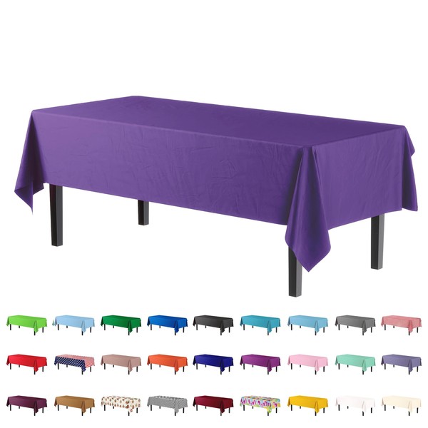 Exquisite 4-Pack Purple Plastic Table Cloth - 54In. x 108In.