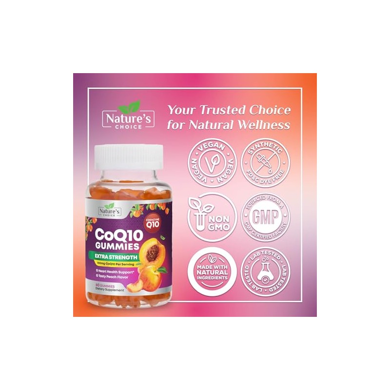 CoQ10 Gomitas - Vitaminas de goma de melocotón con coenzima