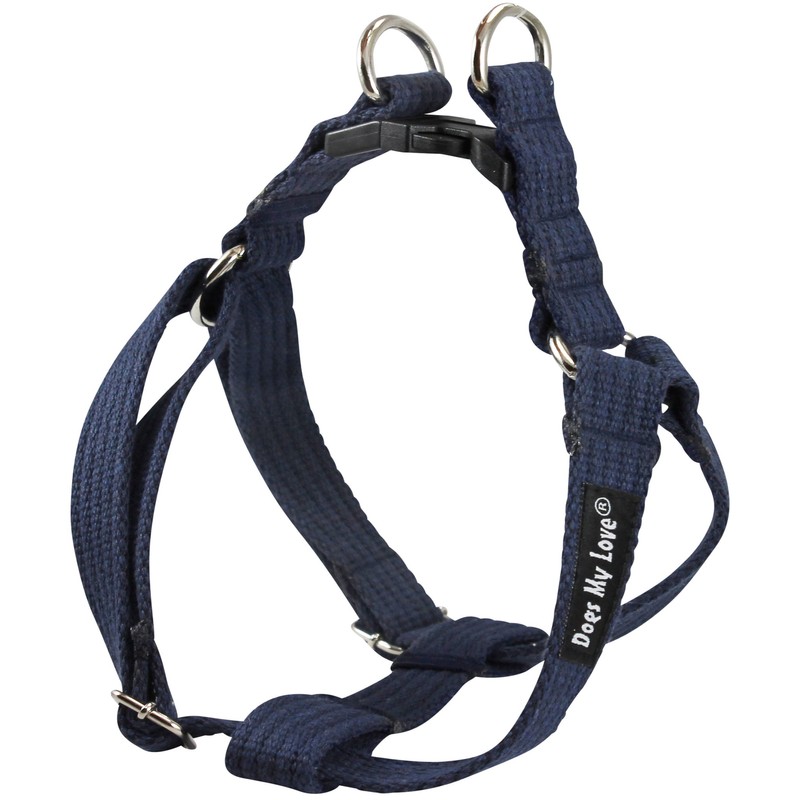 Cotton Web Adjustable Dog Step-in Harness 4 Sizes Blue (Small: