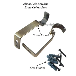 HomeElabador® Curtain Pole Bracket Metal 28mm Bronze Heavy Duty Rod Wall Brackets Holder Metal Curtain Rod Brackets Set with Screws for Poles Set of 2.