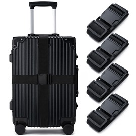 Luggage Straps for Suitcases 4 Pack, TSA Approved Travel Essentials, Luggage Strap for Travel Suitcase & Bag Closure and for Easy Identification, Travel Accessories for Safety & Convenience (Black)