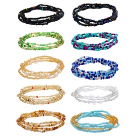 10 Women's Waist Chains, Elastic Waist Bead Chains, Girls Belly Chains, Summer Belly Dance Chains, Waist Decoration Chains, Body Chains, Pearl, No Gemstone