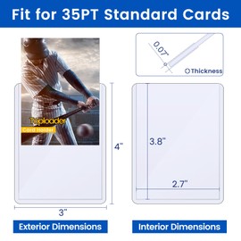 300 Card Sleeves Top Loader for Cards, Sooez Premium 35PT 3"X4" Baseball Card Protectors Hard Plastic Toploader, Card Holder for Trading Sports Football Game Cards(100 Toploaders + 200 Penny Sleeves)