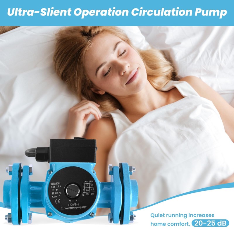 Carivia Hot Water Recirculating Pump,115V 168W Circulation Pump,3-Speed Control Water