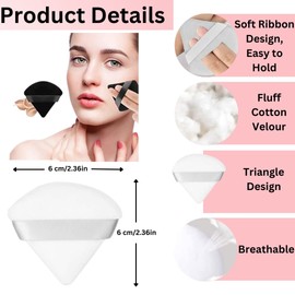 DERISTIC 6 Pcs Triangle Powder Puff to Make Your Skin Flawless – Soft Powder Puffs for Face Beauty - Makeup Powder Puffs, Beauty Blender, Setting Powder Puff - Beauty Puff for Cosmetics, Makeup Puff -