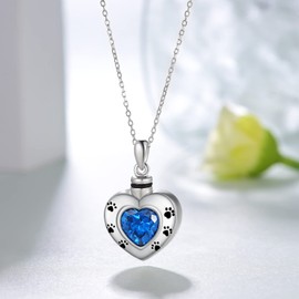 Pet Urn Necklace for Ashes 925 Sterling Silver Pet Cremation Jewelry for Pet Ashes Keepsake Memorial Ashes Necklaces for Women Men