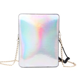 KUANG! Women Reflective Laser Fashion Telephone Shaped Shoulder Bag Ladies Funny Crossbody Bag Chain Purse