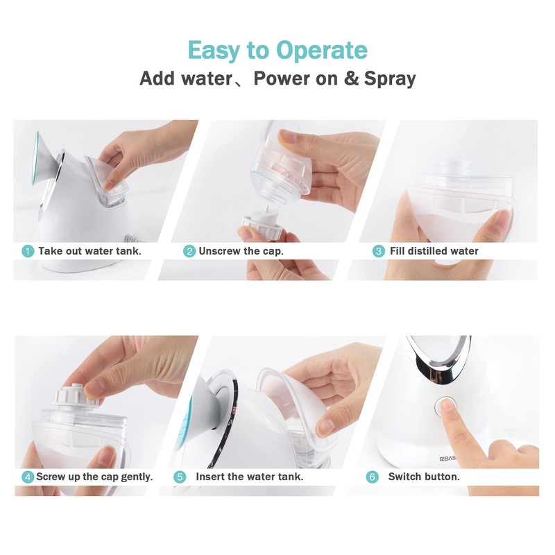 EZBASICS Facial Steamer Ionic Face Steamer for Home Facial, Warm