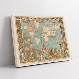 Poster Master World Map Canvas - Retro British Empire Map Print - Educational Art - Gift for Teacher, Student, Travel Lover - Perfect Decor for Classroom, Office, Dorm - Available in 8x10 to 30x40
