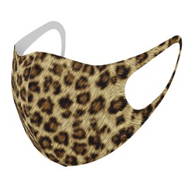 igsticker 000138 Design Mask, Set of 2, Polyester, Washable, Cloth Mask, XL Size, For Men, Animal Leopard Print, Gourd, Brown