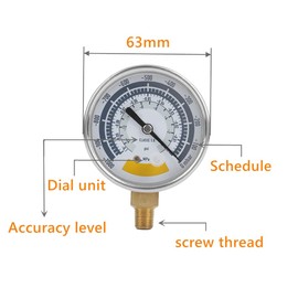 Fafeicy Accurate Air Gauge Instrument, Stainless Steel Material Pressure Gauge for Vacuum Pump, 0‑14psi G1/8in Connector