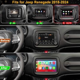 Android 15 Car Radio Stereo for Jeep Renegade 2018-2024, 7 Inch Touch Screen GPS Navigation Bluetooth Head Unit Built-in DSP, with CarPlay Android Auto Mirrorlink, Backup Camera, 4G+64G