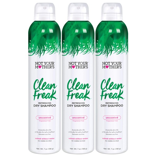 Not Your Mother's Clean Freak Unscented Dry Shampoo (3-Pack) - 7 oz - Refreshing Dry Shampoo - Instantly Absorbs Oil for Refreshed Hair
