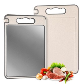 Titanium Cutting Board Dual-Sided with Knife Sharpener & Garlic Grater, Wheat Straw PP Surface,Durable, Scratch-Resistant,for Meat, Fruits, and Vegetables (Snowflake pattern)