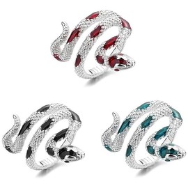 IQUQIXL Snake Ring for Men Women, Animal Punk Rock Snake Enamel Glue Glazed Geometric Temperament Adjustable Opening Ring Gothic Costumes Vintage Jewelry For Men