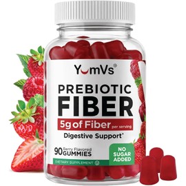 Yum-Vs - Prebiotic Fiber Gummies for Adults & Kids - 5g Digestive Aid Gummy Fiber Supplement - Keto Friendly Prebiotic Daily Fiber Supplement for Women & Men - No Sugar Added Dietary Fiber (90 Count)