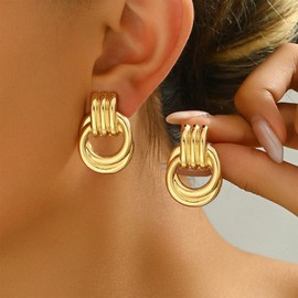 Clip On Earrings for Women Chunky Gold Silver Knot Stud Earrings Non Piercing Chunky Earings Trendy Large Fashion Jewelry for Women 2025