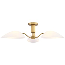 Modern Gold 3-Light Ceiling Light with Opal White Glass Shade Semi Flush Mount Ceiling Light for Living Room Hallway Sputnik Chandelier Lighting Fixture