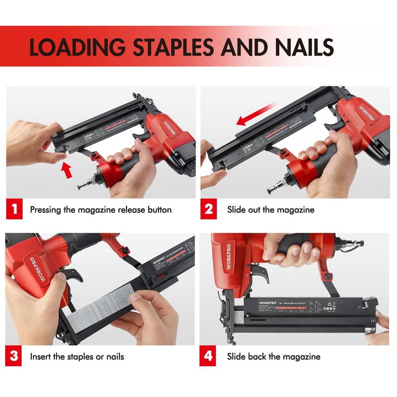 WORKPRO Pneumatic Brad Nailer, 18 GA, 2 in 1 Nail