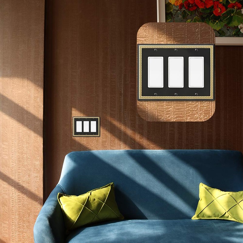 Pearled Frame Decorative Wall Plate Switch Plate Outlet Cover (Triple