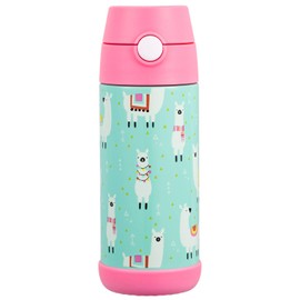 Snug Kids - Botella de agua aislada de acero inoxidable con pajita (niñas/niños) - Llamas, 12 onzas