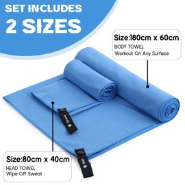 Microfibre towel 2 Pack |180x60cm+80x40cm| Ultra Lightweight Travel Towel, Quick Dry Microfiber Towel for Sports Gym Camping Beach Swimming