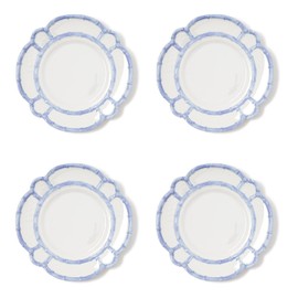 Two's Company French Blue Bamboo Touch Dinner Plates, 11-Inch, Set of 4