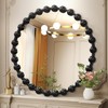 AAZZKANG Black Round Wall Mirror Metal Framed Beaded Mirrors Decorative