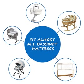 Dudu N Girlie Moses Basket Fitted Sheets Set - 100% Jersey Cotton Bassinet Size Newborn Hypoallergenic Breathable Easy Care Soft Fitted Sheet For Baby Bassinet (Pack of 2, Cream & Blue)