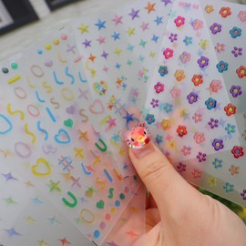 Jelly Jelly embossed nail stickers 4 types, 1 piece, flower / 젤리젤리 엠보 네일 스티커 4종, 1개, 꽃
