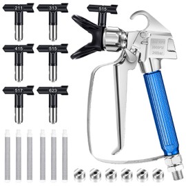 Gyfent Airless Paint Sprayer Gun, 14 Pcs Airless Spray Gun Kit Paint Sprayer Gun with 6 Pcs Reversible Spray Tips & 6 Pcs Filter & Nozzle Seat for Airless Spraying Machine (211 313 415 515 517 623)