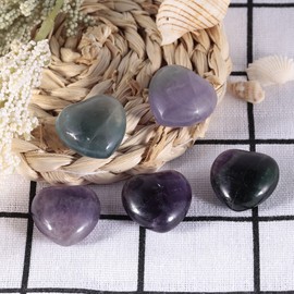 Nupuyai Pack of 5 Gemstone Heart Crystal Healing Stone Heart Shape Palm Stone Worry Stone Lucky Charm Heart Stone for Jewellery Making Decoration