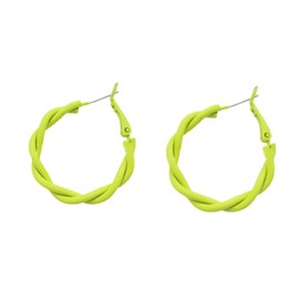 Colorful Hoop Earrings Twist Round Fluorescence Hoop Earings Retro Neon Color Circle Earrings Lightweight Loops for Women Party Jewelry-green