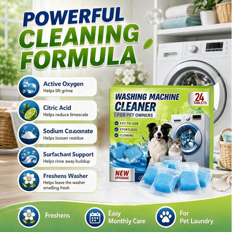 24PCS Washing Machine Cleaning Tablets, Deep Cleaning Washer Cleaner, Fragrance-Free