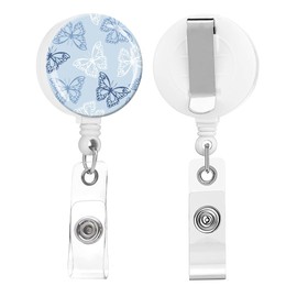 2 Pack Badge Reels Holder Retractable with ID Clip for Nurse Name Tag Card Nursing for Doctor Teacher Student Employee Office Medical Work (Cute Butterfly)