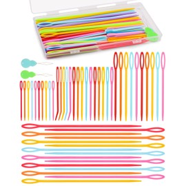 UOOU 67 PCS Plastic Needles, 5 Sizes Yarn Needles, Darning Needles for Yarn, Yarn Needles Large Eye for Crochet, Crochet Needles for Knitting, Weaving and Sewing