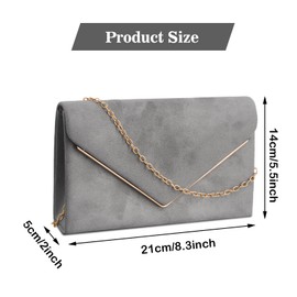 Shengxi Clutch Women's Envelope Clutch Bag with Chain Elegant Evening Bag Chain Bag Crossbody Shoulder Bag Women's Velvet Clutch Bag Handbag for Wedding Prom Party, gray