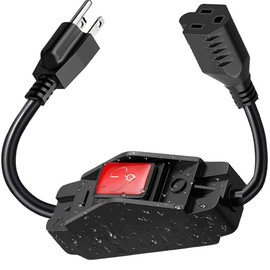 1.3ft Extension Cord with Switch, Weather Proof Extension Cord with On Off Switch, Heavy Duty 125v/250v 1625W Grounded Outlets 3 Prong Plugs with Safety Cover for Indoor/Outdoor Electrical Appliances