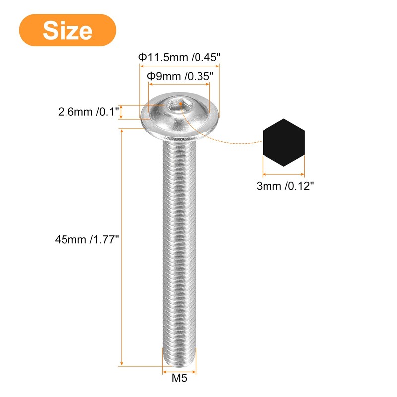 sourcing map Flanged Button Head Socket Cap Screws, 25 Pcs