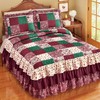 Collections Etc Patchwork Triple Ruffle Bedspread in Burgundy, Green and