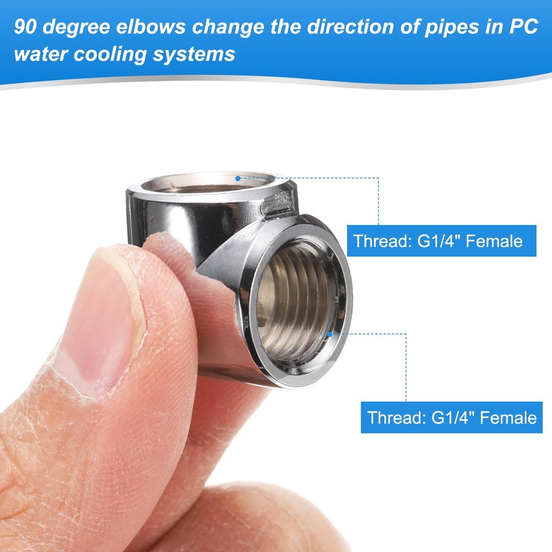 sourcing map 2pcs 90 Degree Elbow Water Cooling Adapter G1/4"