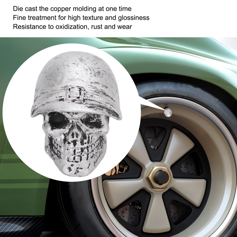 4PCS Tire Valve Caps Skull Style Anti Oxidization Universal for