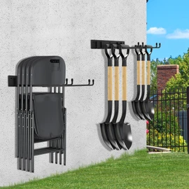 Folding Chair Rack,Metal Folding Chair Storage Rack - 2-Pack,Heavy Duty Design,Garage Organization & Foldable Chair Hanger