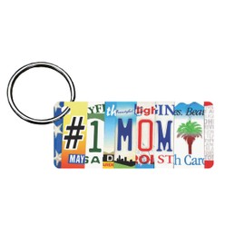 #1 Mom License Plate Keychain, Made in USA, Mothers Day gift, Mom bag tag, number one Mom keychain, Mothers gift, gift for Mothers,