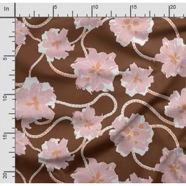Soimoi Floral Print - Brown, Canvas Fabric Material - 56 Inch Wide, 1 Metre, Unstitched Fabric for Upholstery, Bags, Workwear and Outdoor Gear.