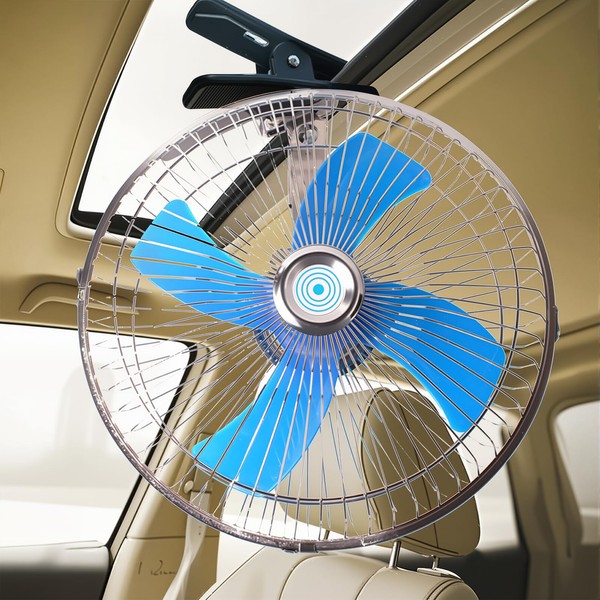 Hirritale 12V Clip On Fan for Car RV Camping，10 Inch
