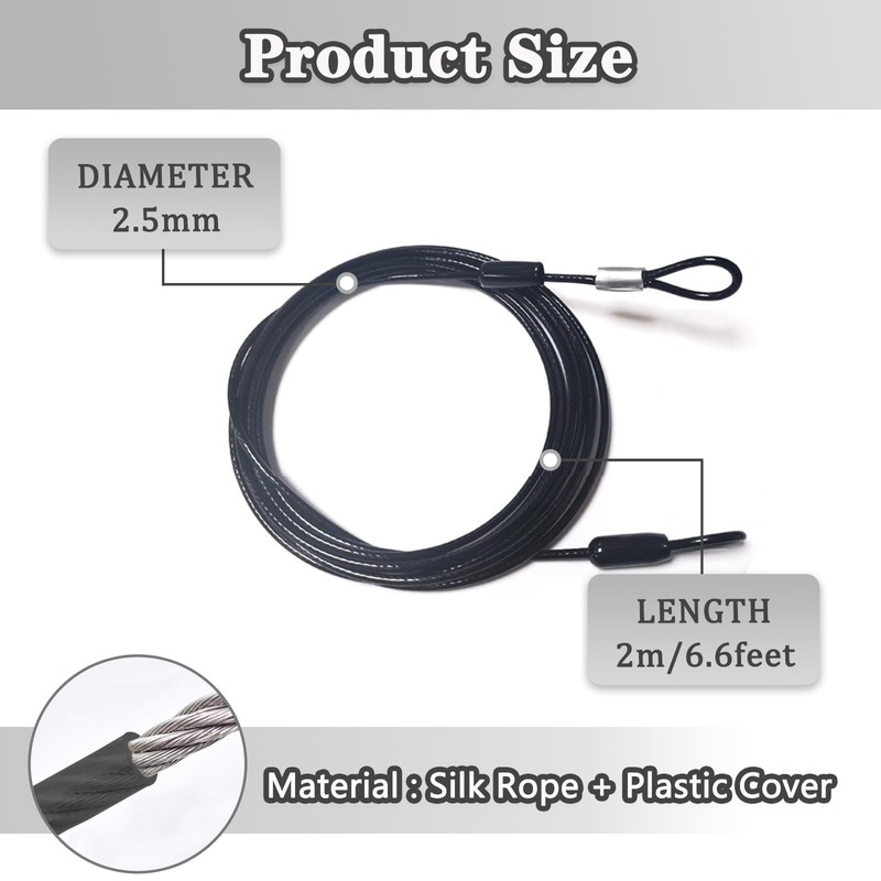 Steel Vinyl Coated Safety Cable Lock with Double Loop -