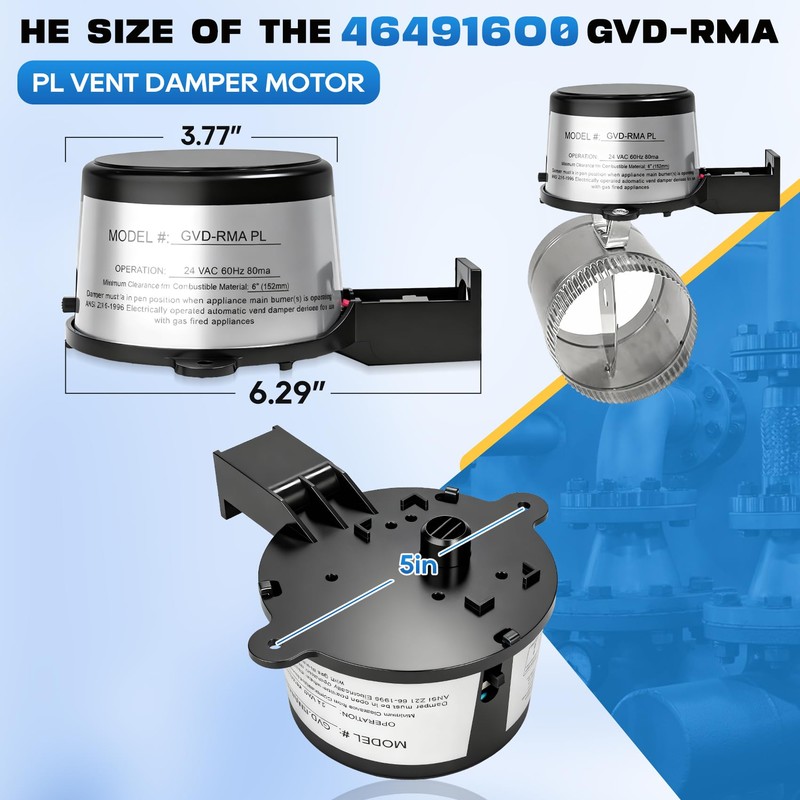 46491600 GVD-RAM PL Vent Damper Motor Assembly Compatible with Field